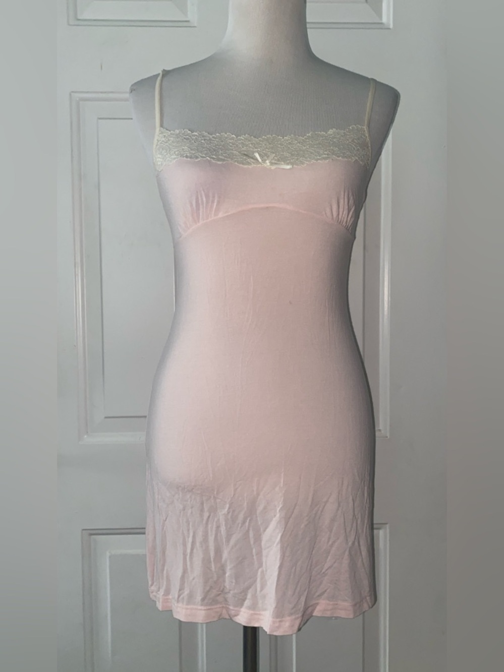 Victoria's Secret Angels Pink Modal Lace-Trim Chemise Babydoll Small